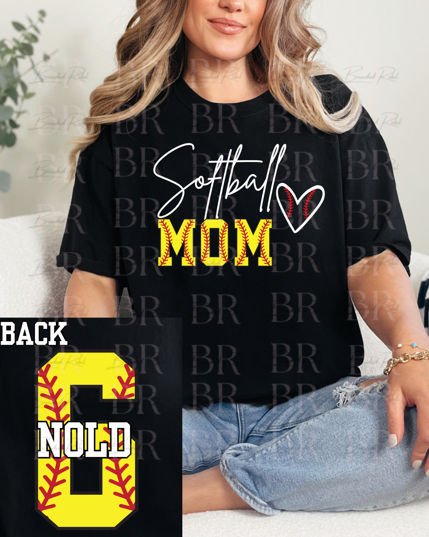 Softball Mom with Name & Number