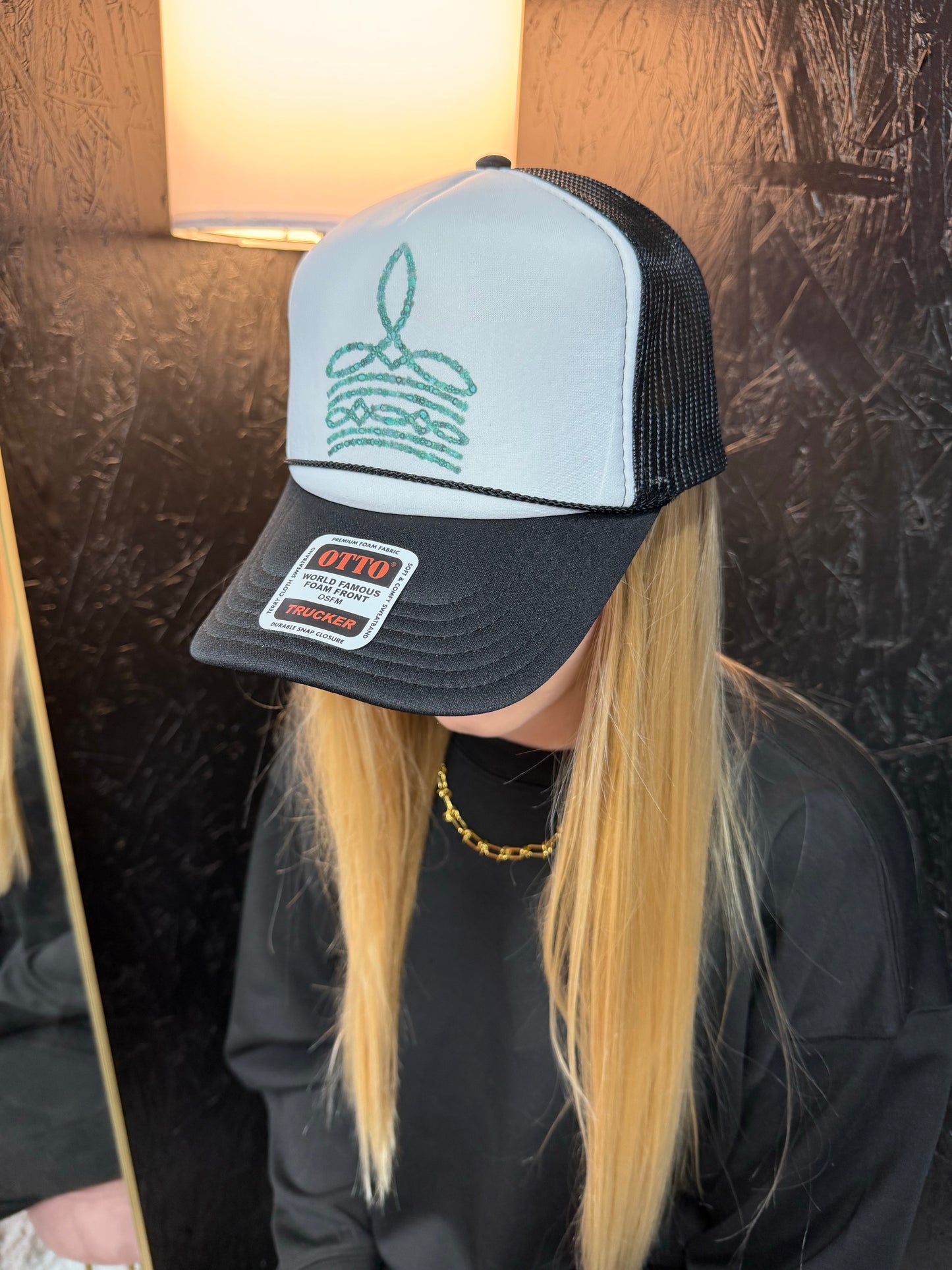 Turquoise Boot Stitch Trucker Hat