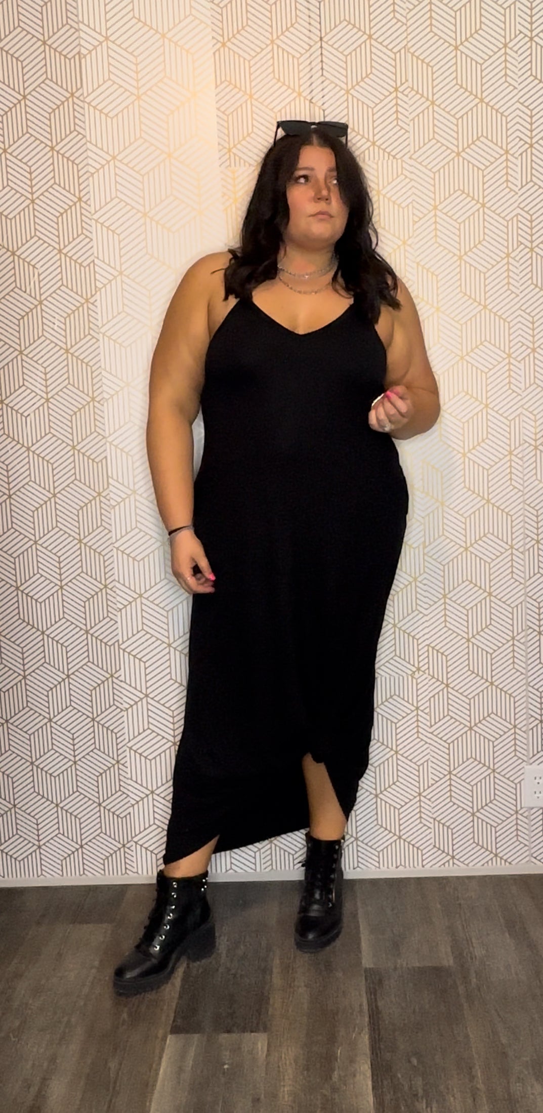 Black V-Neck Maxi Dress