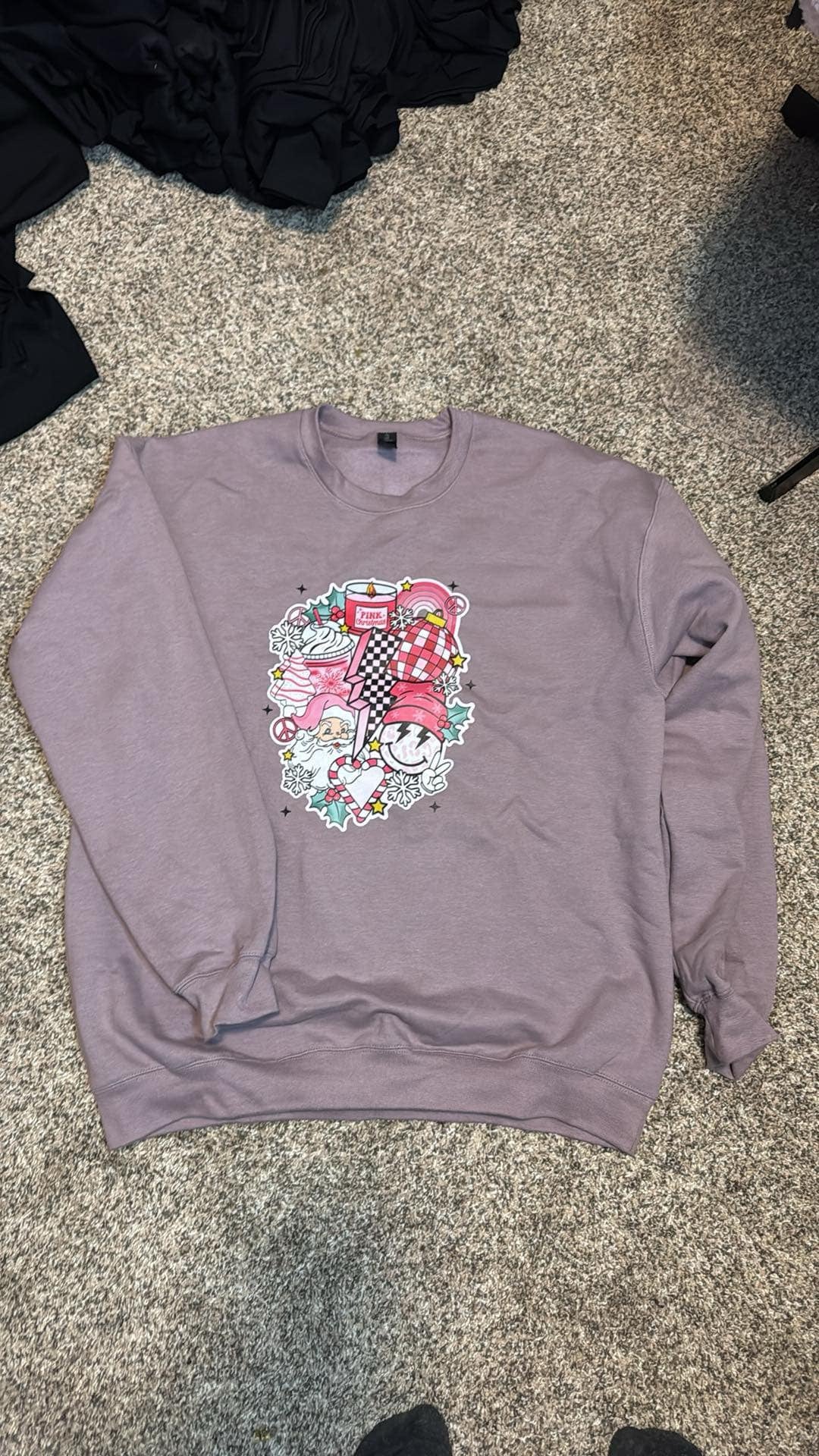 Retro Pink Christmas Crewneck Sweatshirt