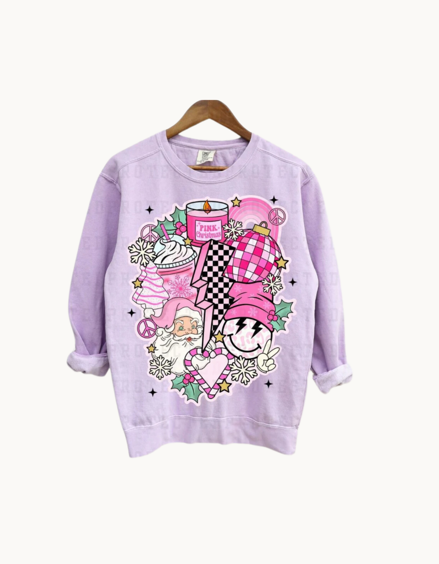Retro Pink Christmas Crewneck Sweatshirt