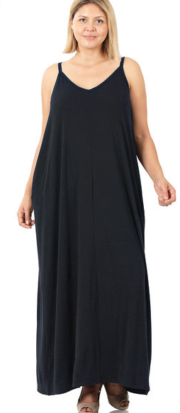 Black V-Neck Maxi Dress