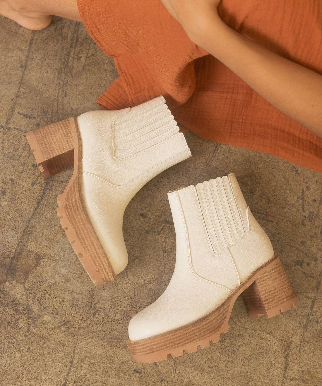 The Aubrey Off White | Platform Paneled Boots