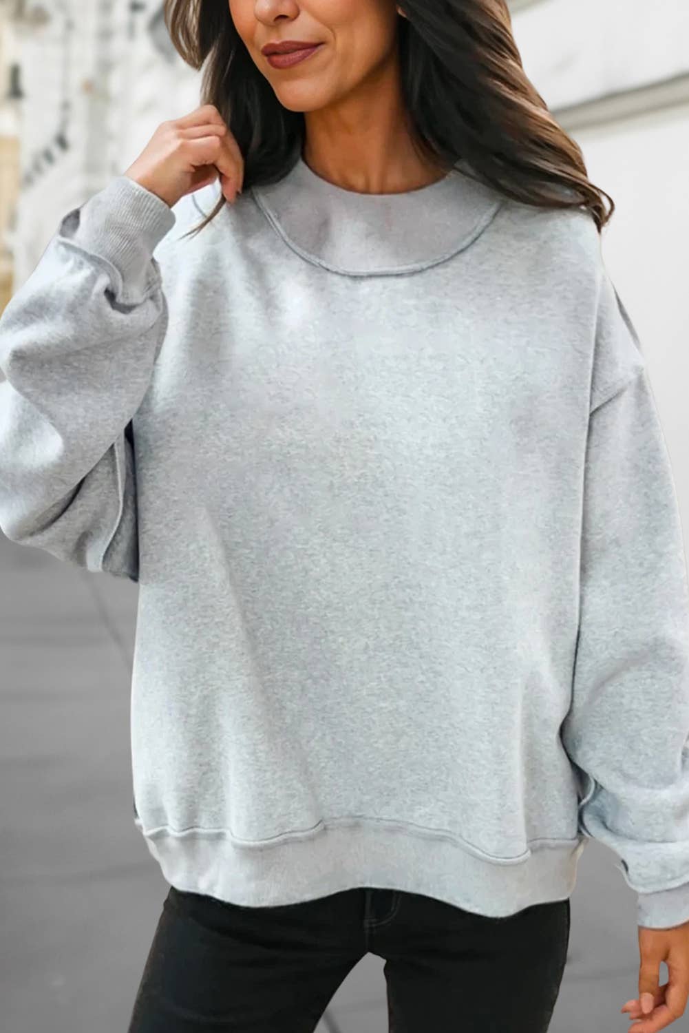 Reversible Oversized Mock Neck Sweatshirt | S-4X