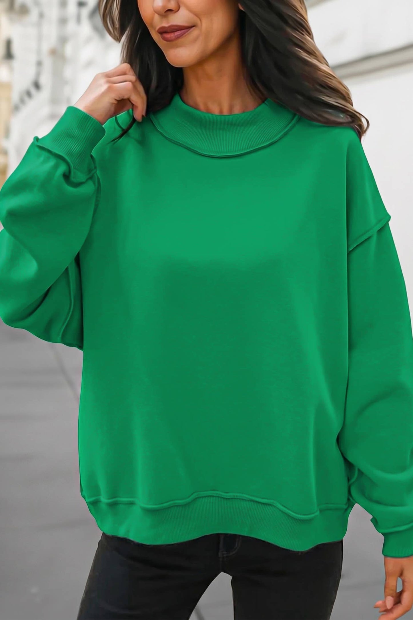 Reversible Oversized Mock Neck Sweatshirt | S-4X