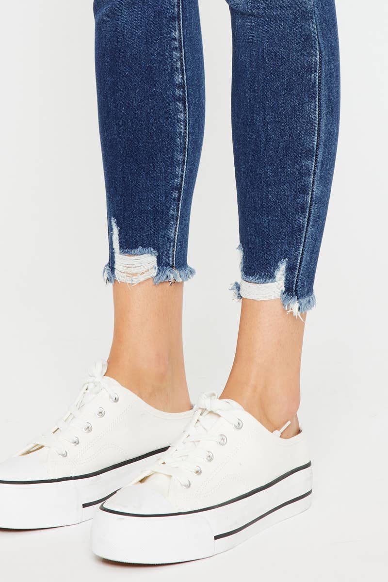 HIGH RISE RAW HEM ANKLE SKINNY-KC9216D