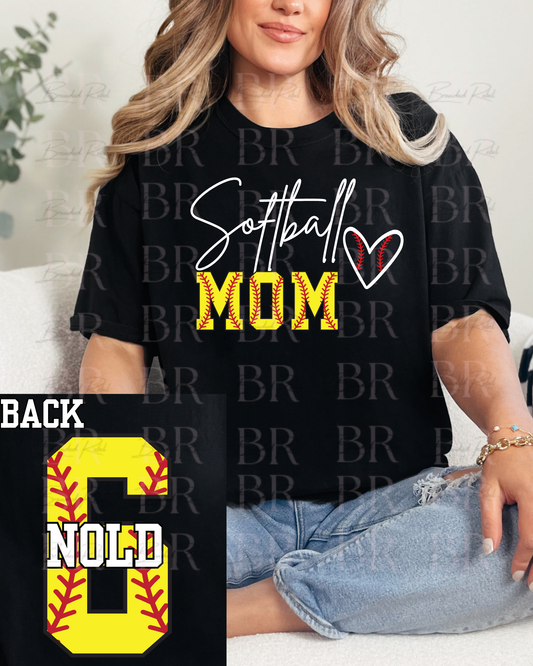 Softball Mom with Name & Number