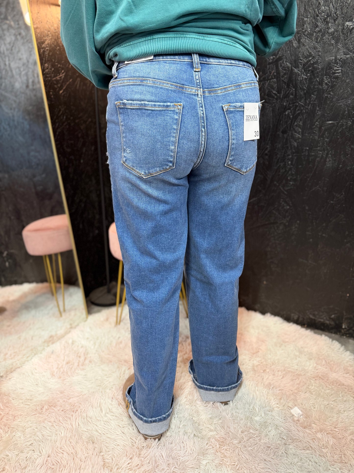 Zenana High Waist Straight Leg Medium Wash