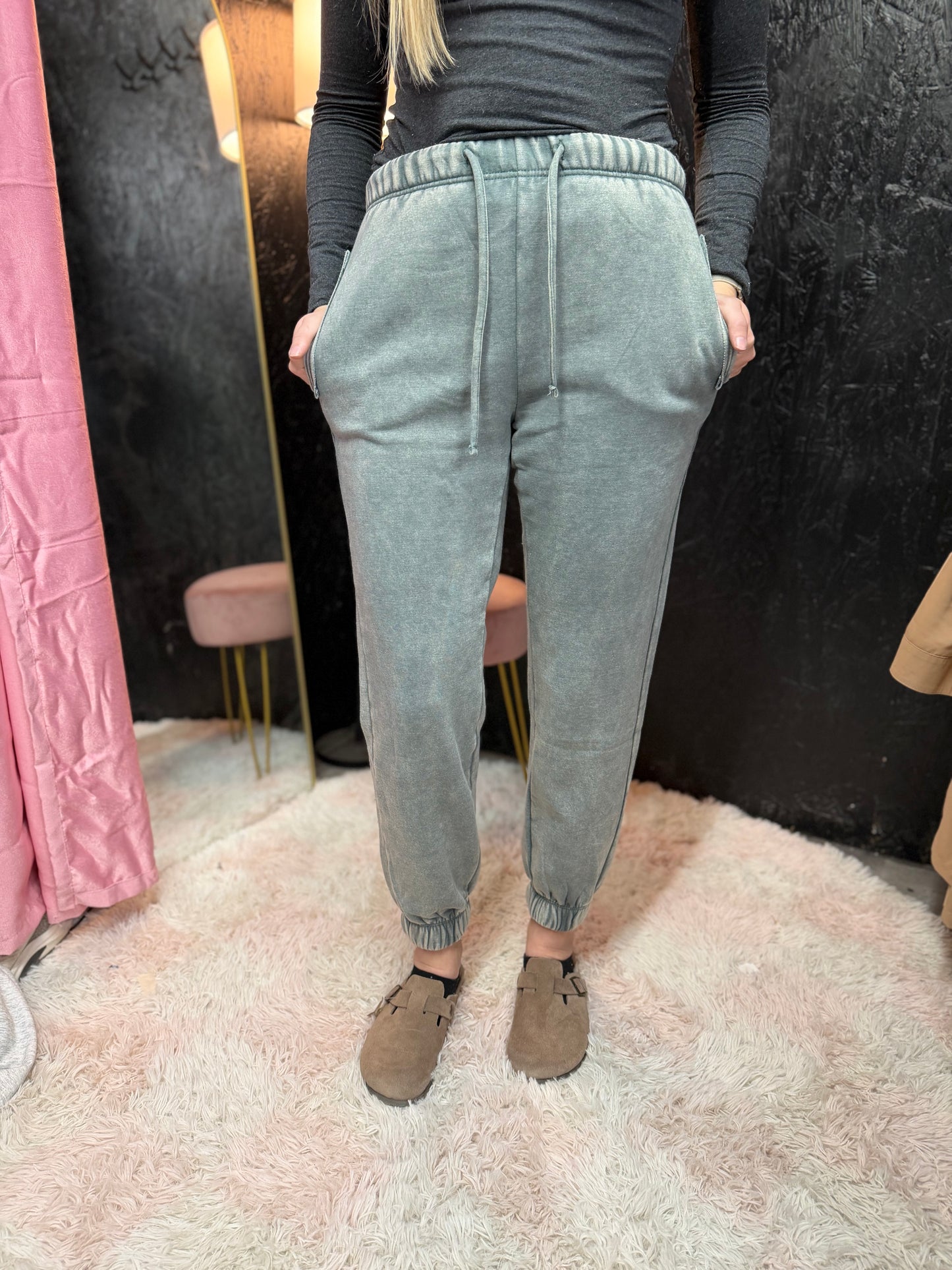 Zenana Acid Wash Fleece Joggers