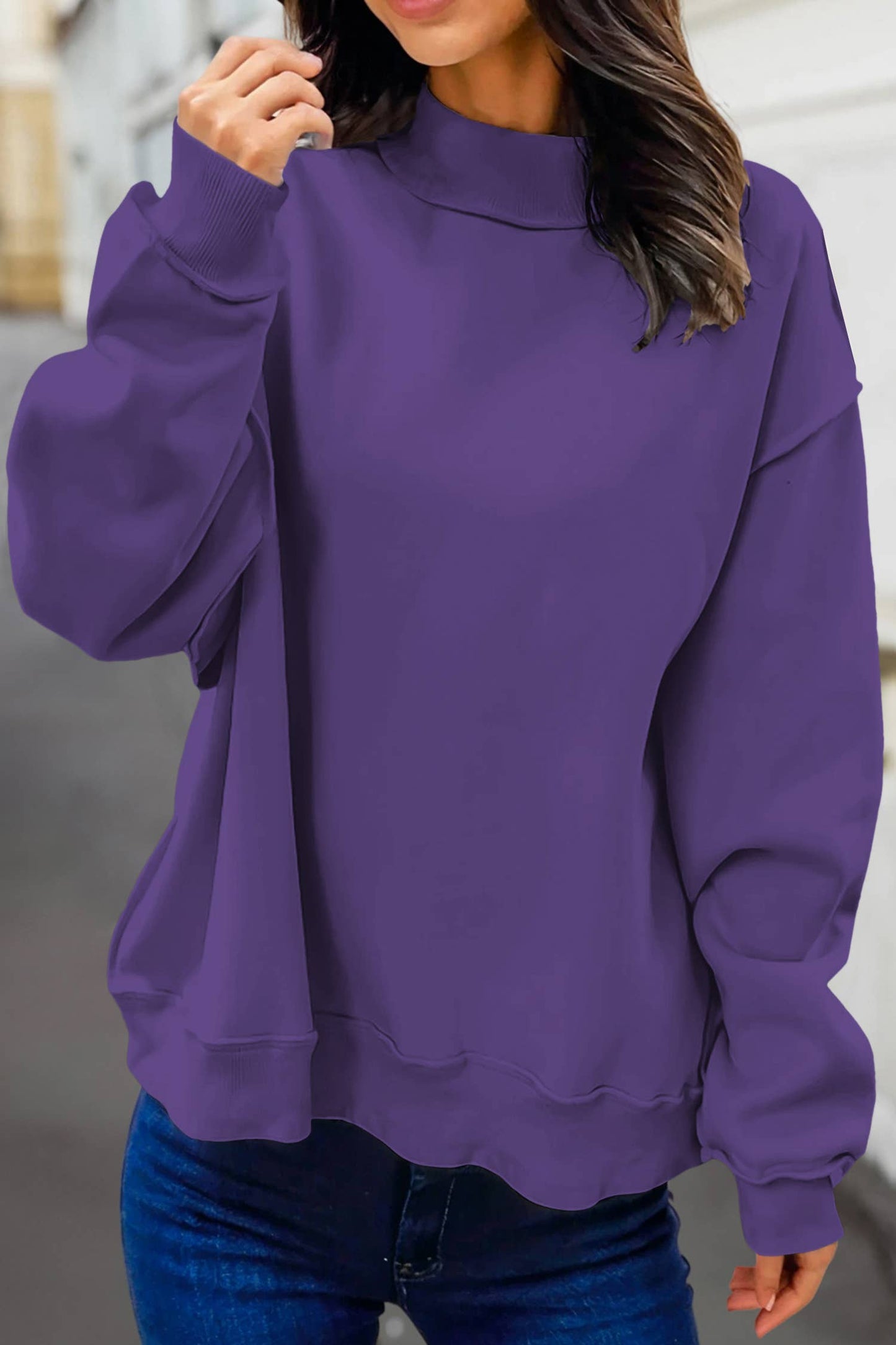 Reversible Oversized Mock Neck Sweatshirt | S-4X