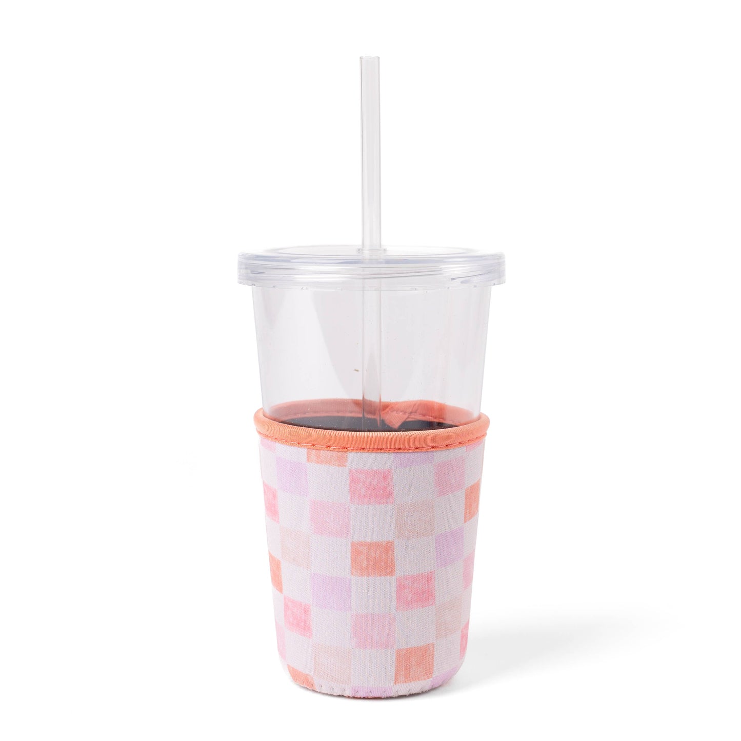 Watercolor Checker Drink Sleeve, Iced Coffee Koozie
