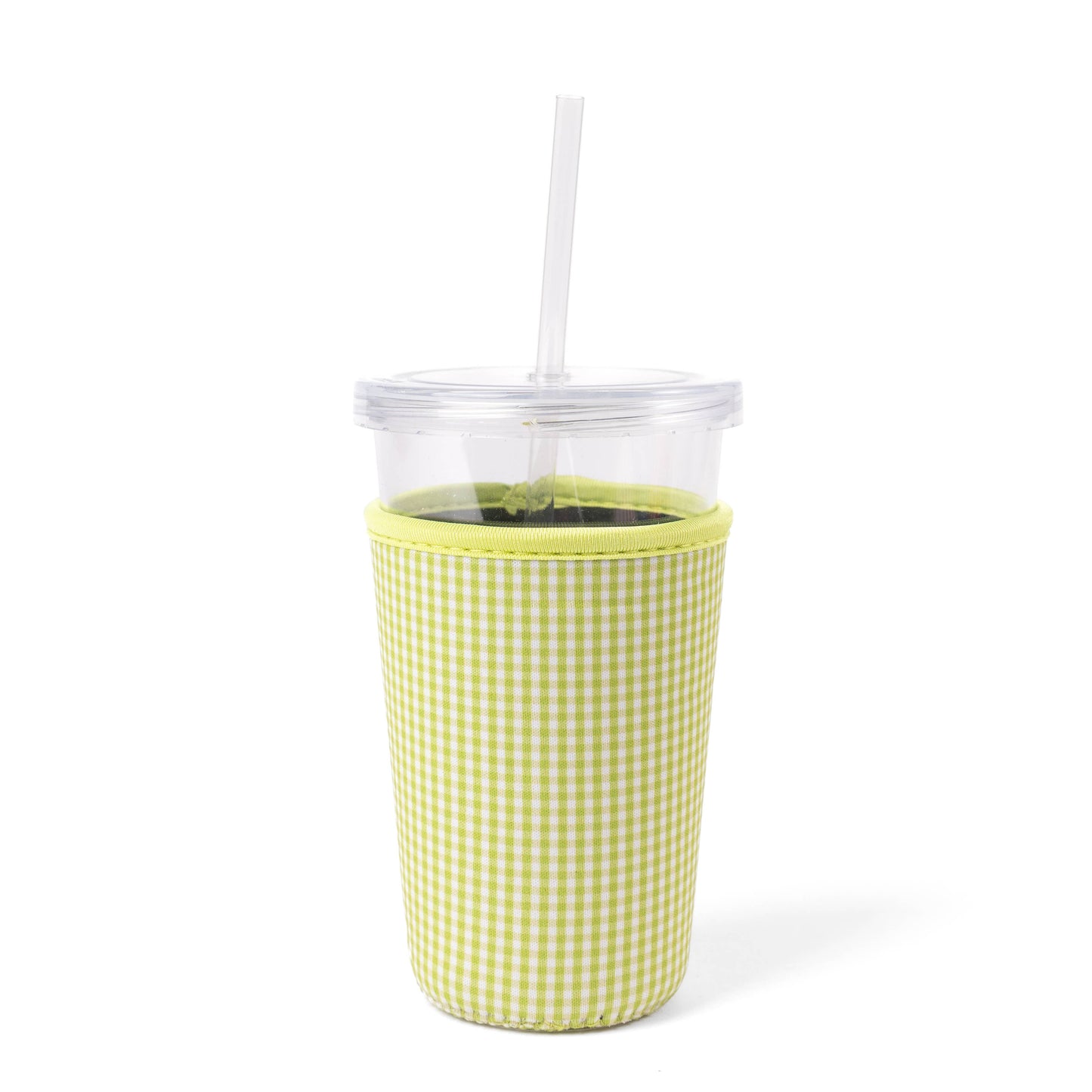 Green Gingham Drink Sleeve | Iced Coffee Koozie