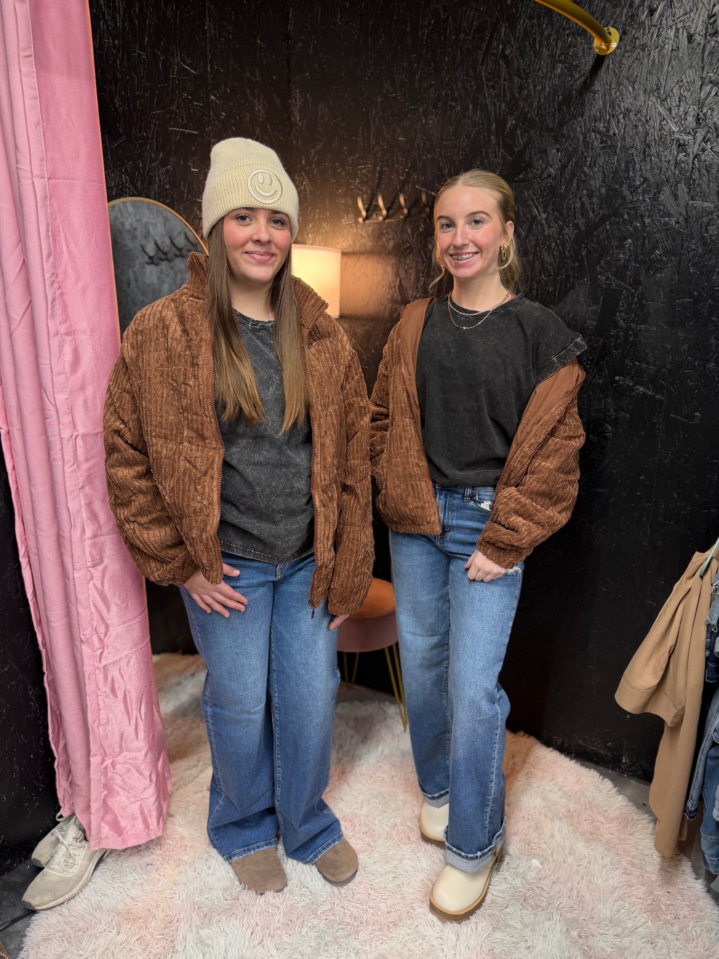 Fuzzy Pocket Zipper Strip Coat Jacket