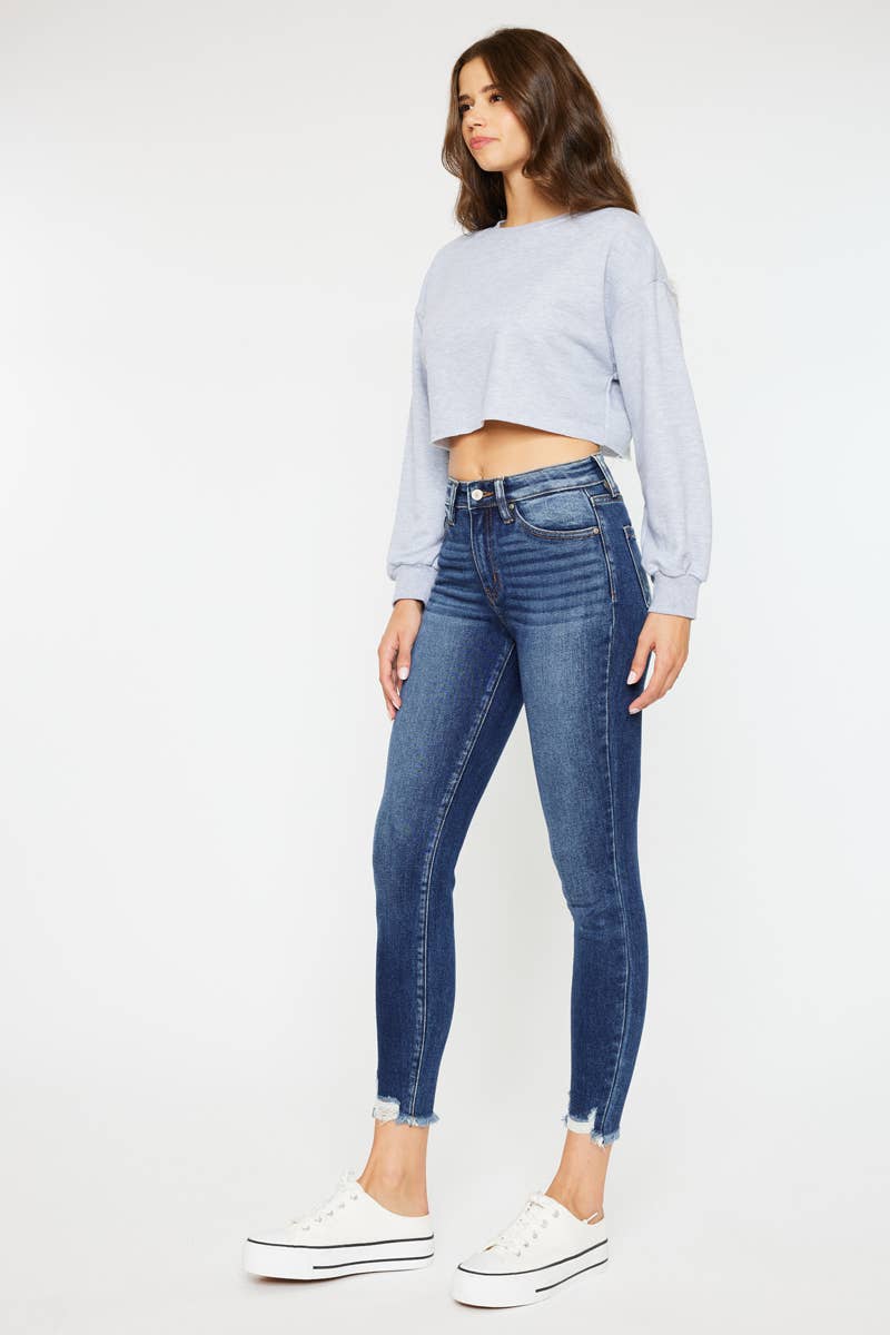 HIGH RISE RAW HEM ANKLE SKINNY-KC9216D