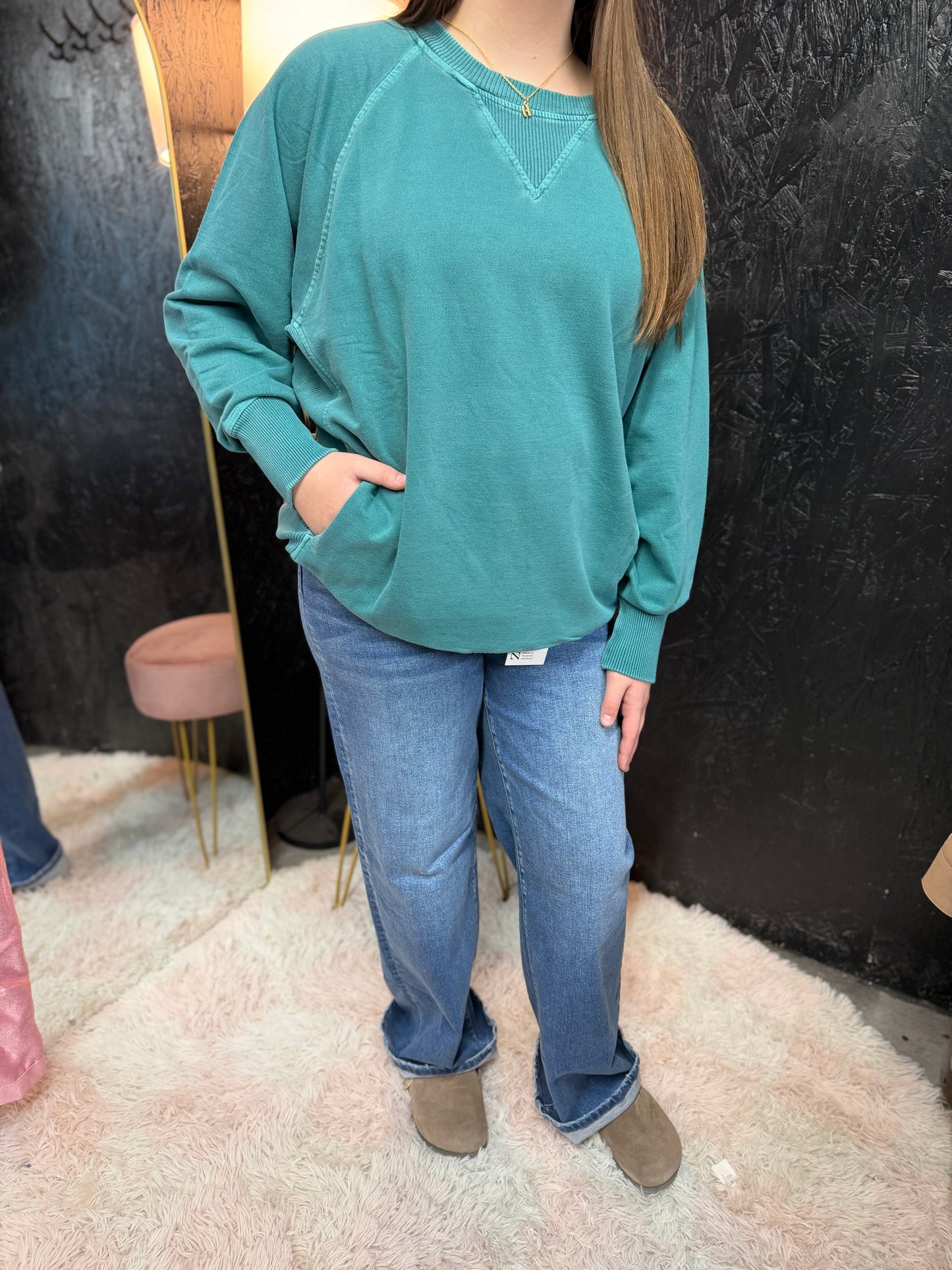 Zenana French Terry Pullover With Pockets