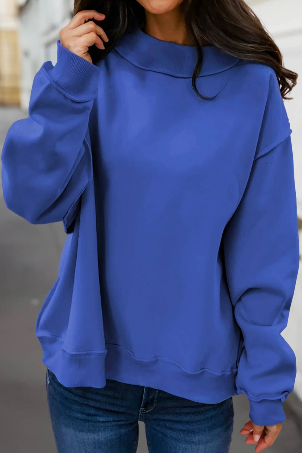 Reversible Oversized Mock Neck Sweatshirt | S-4X