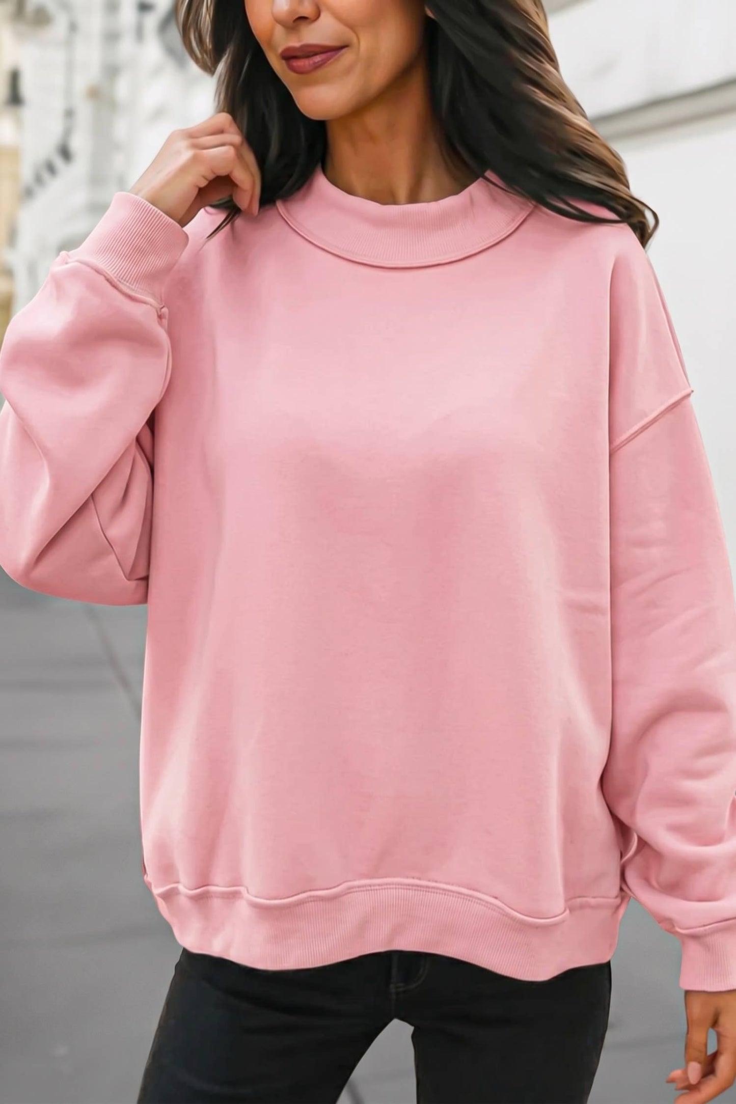 Reversible Oversized Mock Neck Sweatshirt | S-4X