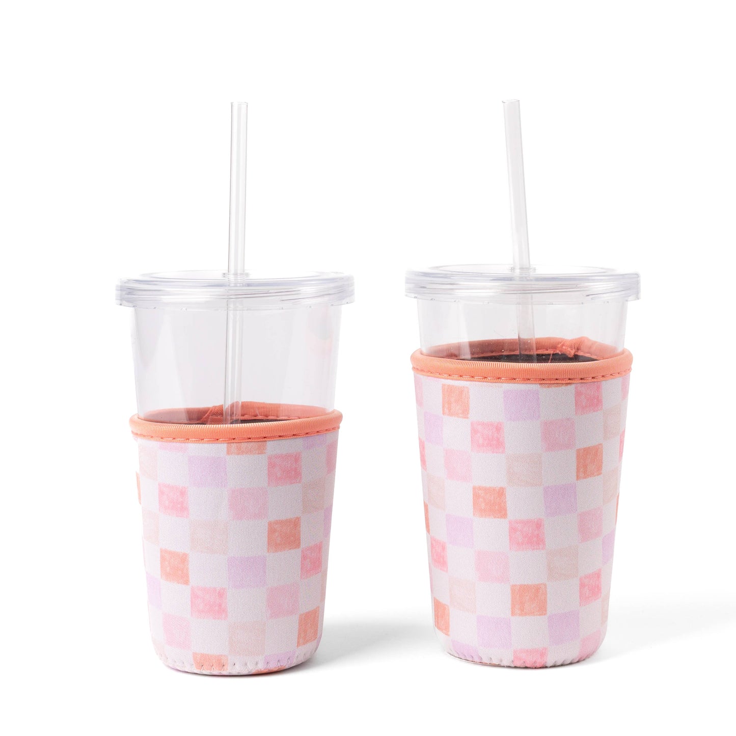 Watercolor Checker Drink Sleeve, Iced Coffee Koozie
