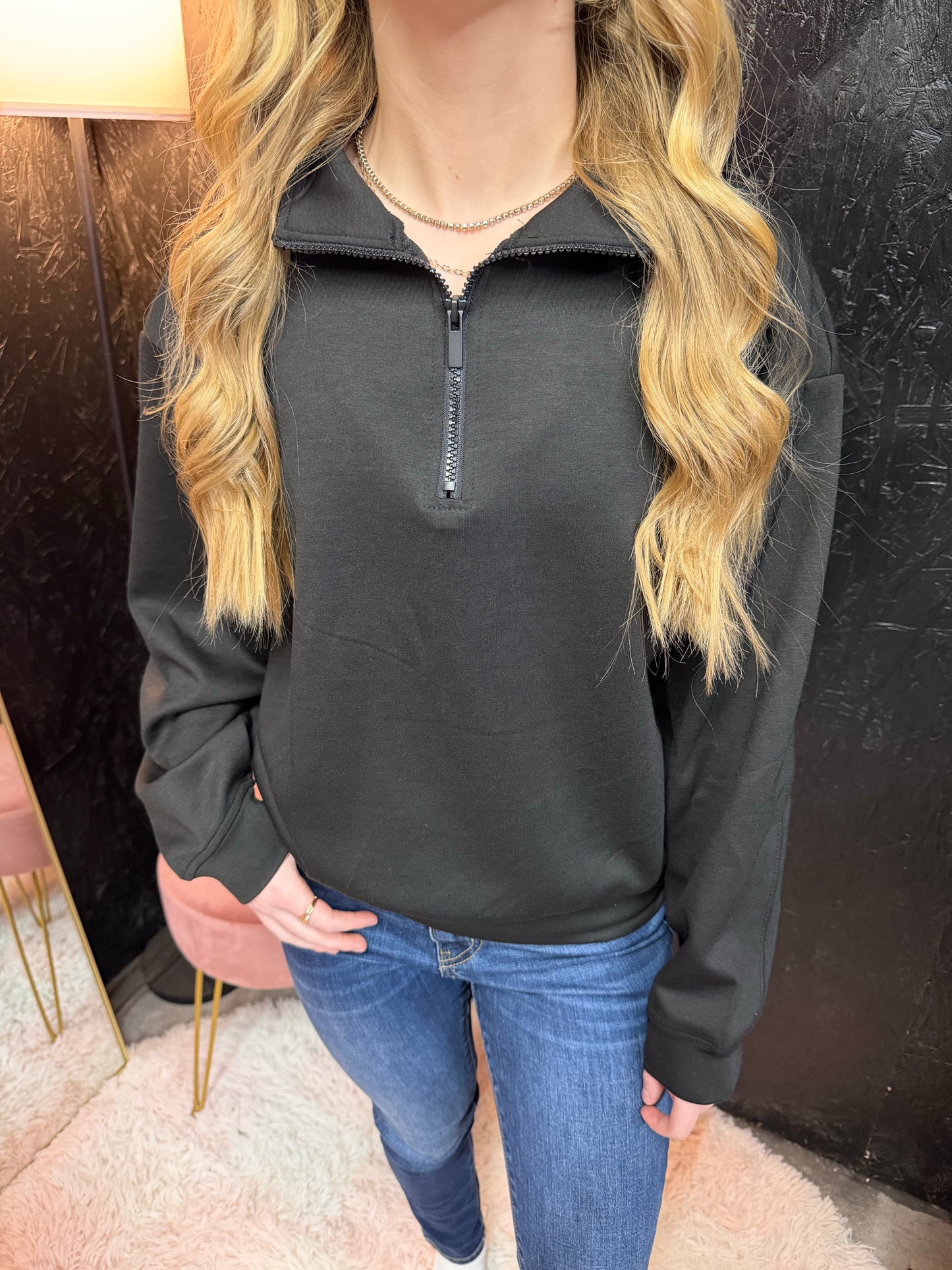 Zenana Scuba 1/4 Zip Pullover Sweatshirts