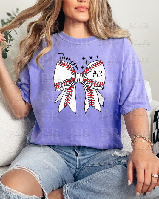 Baseball Bow With Name and Number
