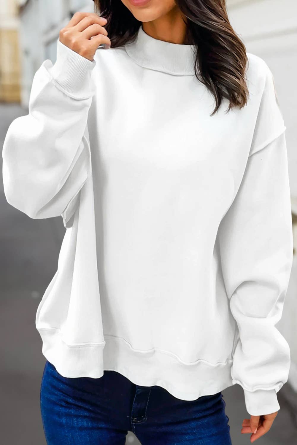 Reversible Oversized Mock Neck Sweatshirt | S-4X