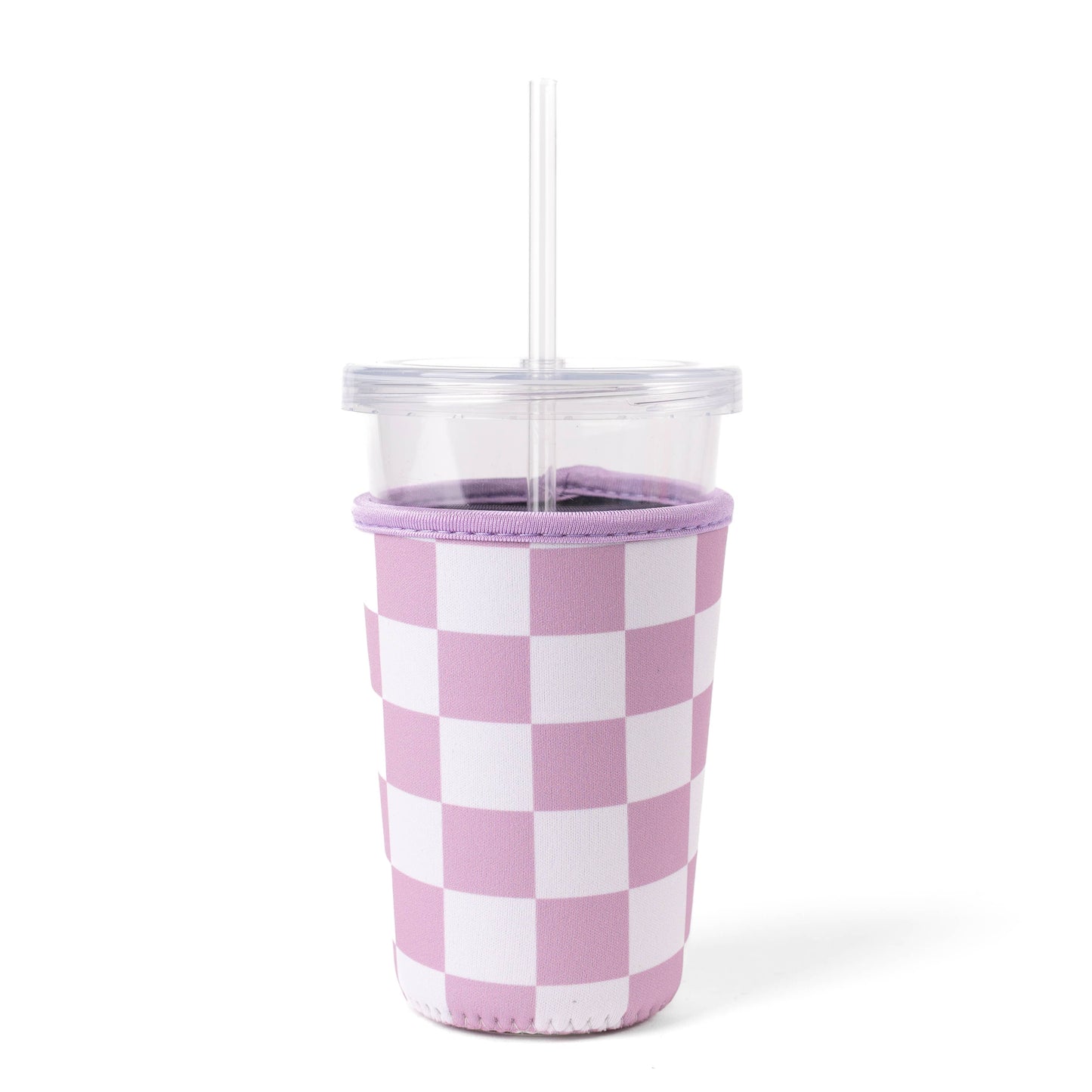 Purple Checker Drink Sleeve, Iced Coffee Koozie