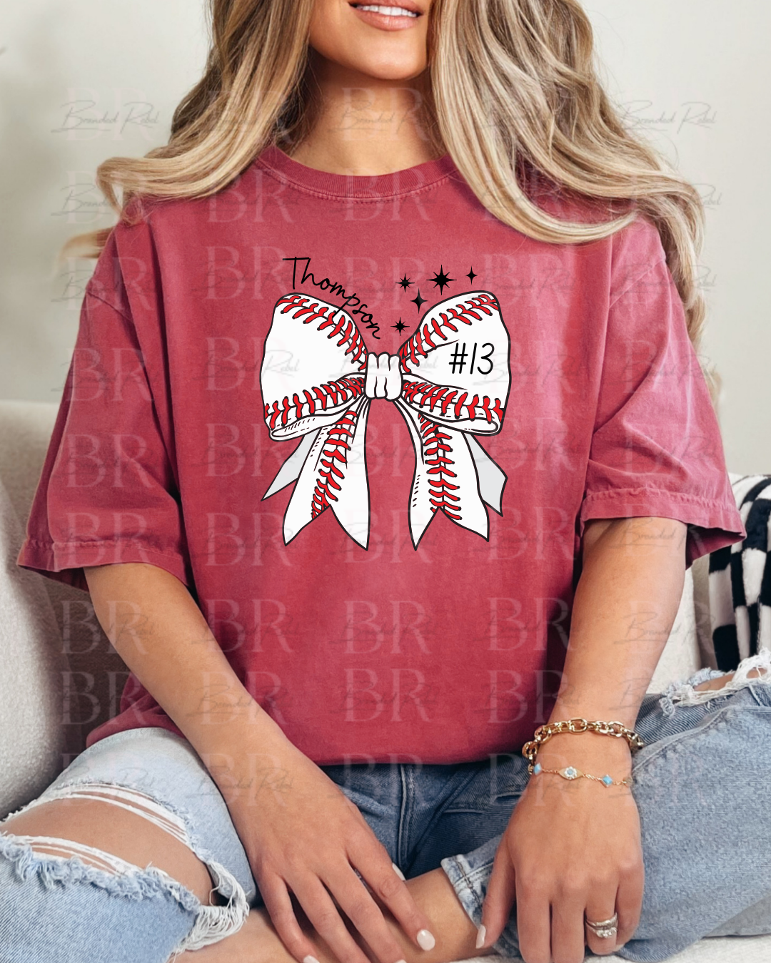 Baseball Bow With Name and Number