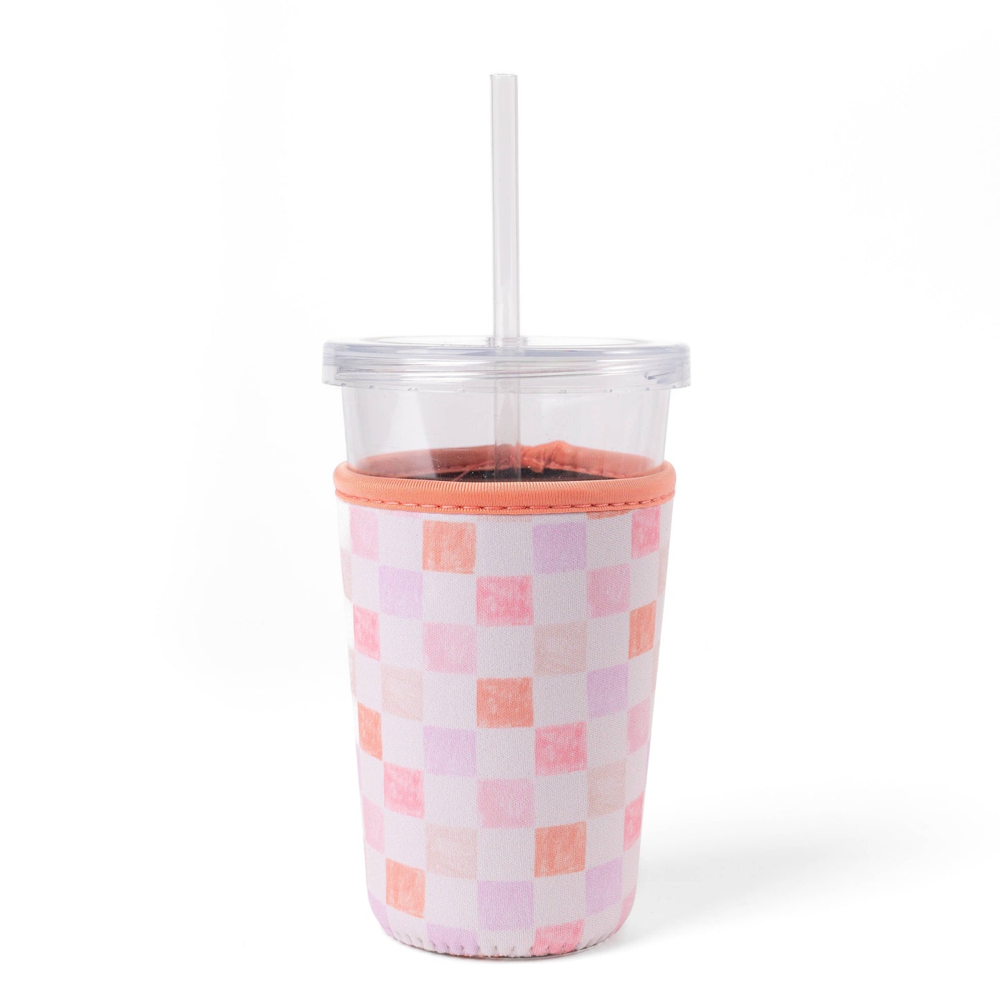 Watercolor Checker Drink Sleeve, Iced Coffee Koozie