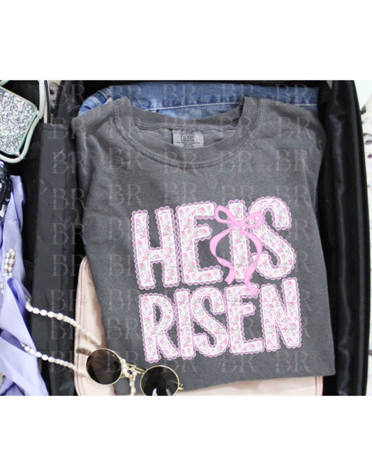He Is Risen Floral Lace Tee