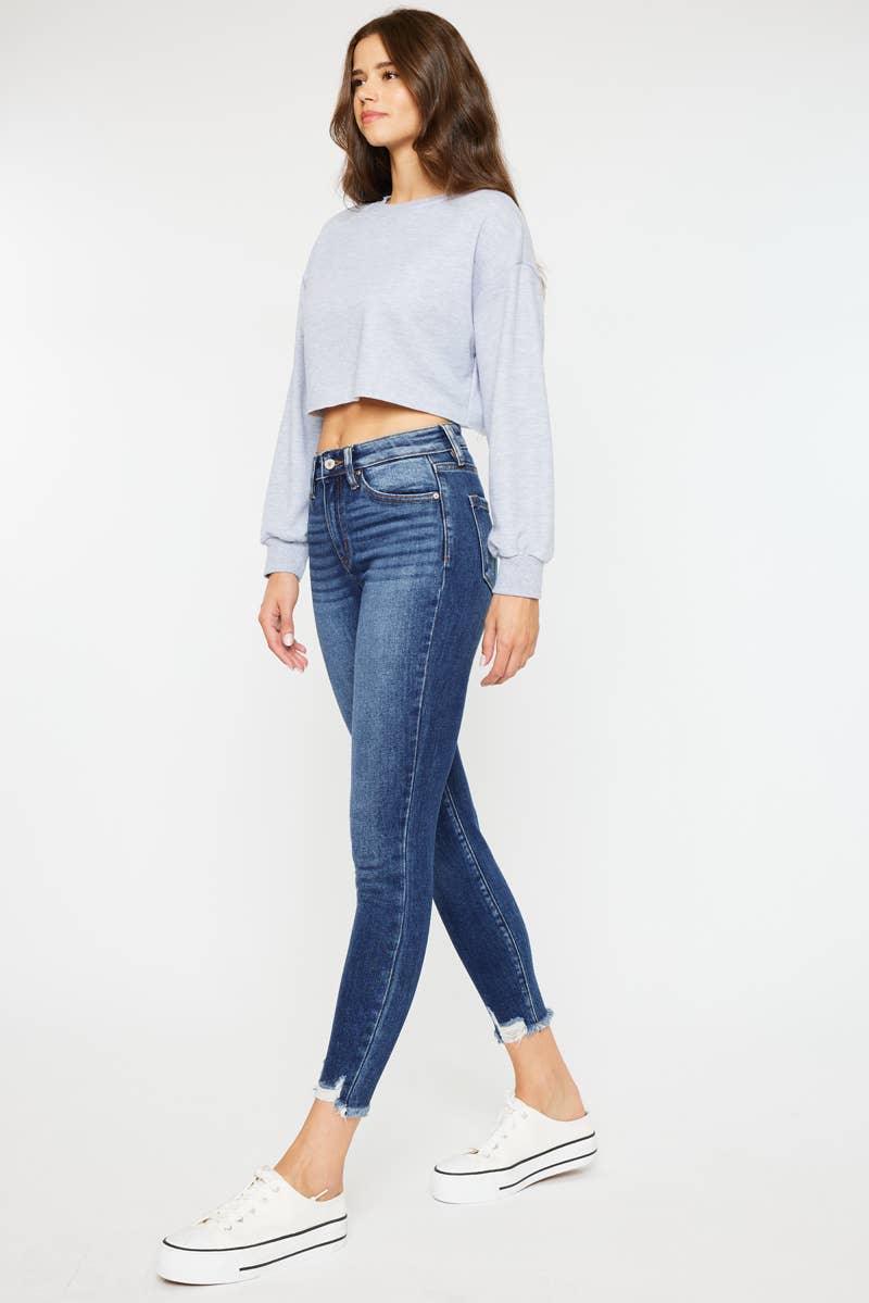 HIGH RISE RAW HEM ANKLE SKINNY-KC9216D