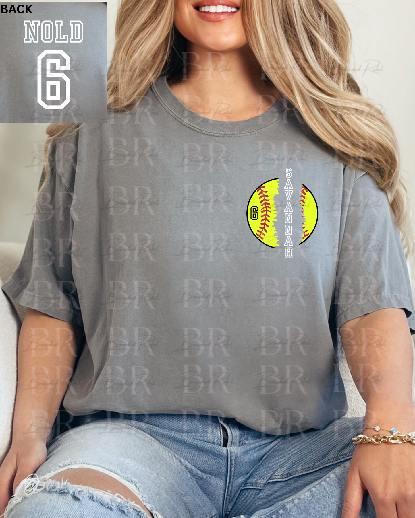 Softball Name/Number Left Chest and Back