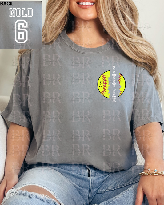 Softball Name/Number Left Chest and Back