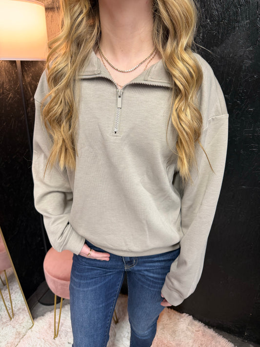 Zenana Scuba 1/4 Zip Pullover Sweatshirts