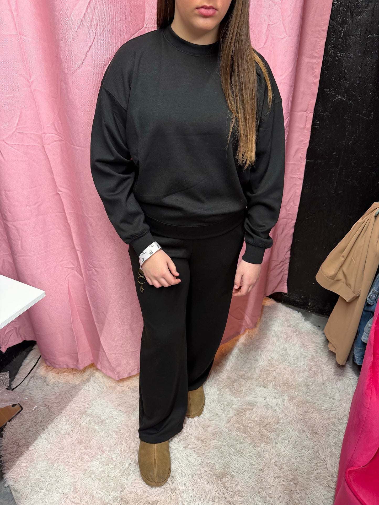 Zenana Scuba crewneck pullover & pants set