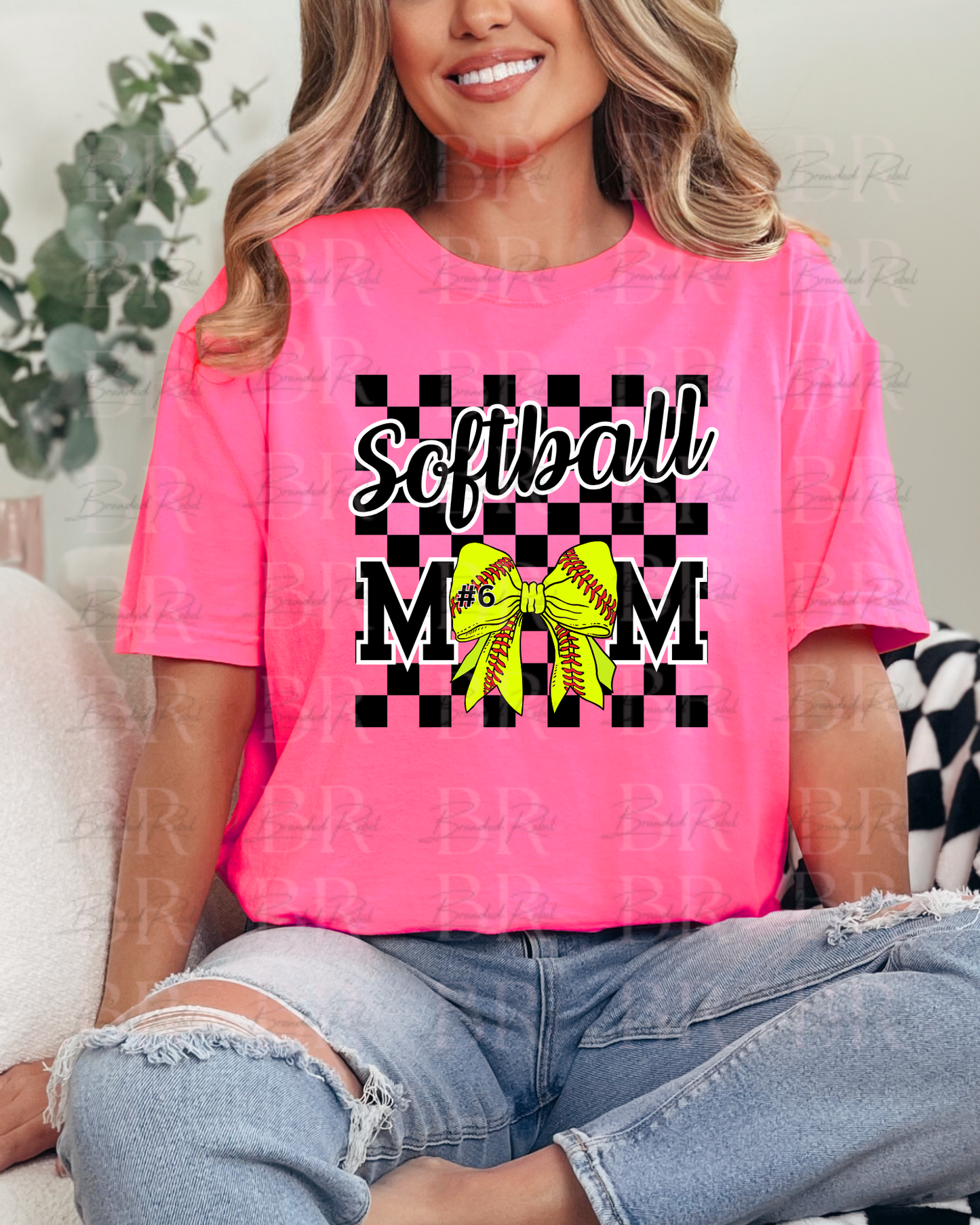 Softball Mom Bow and Number