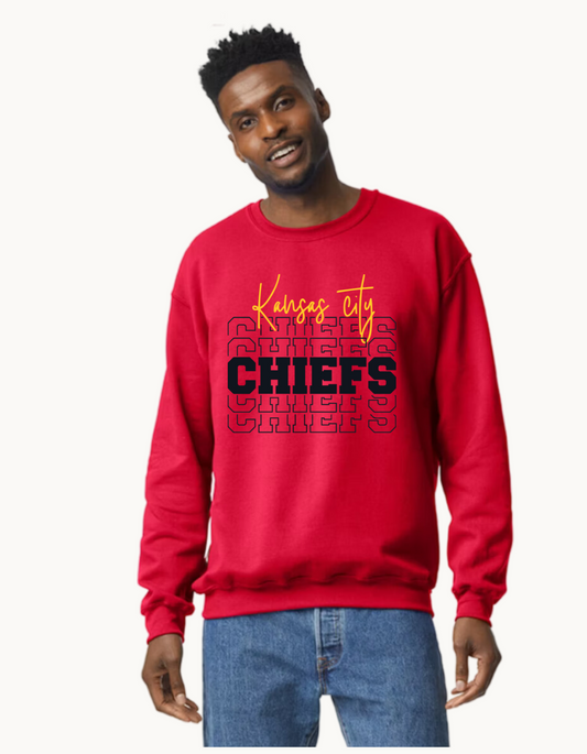 KC Chiefs stacked Crewneck