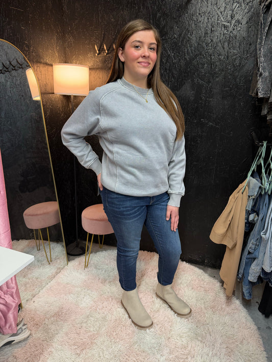 Zenana Acid Washed Fleece Sweatshirts Side Rib