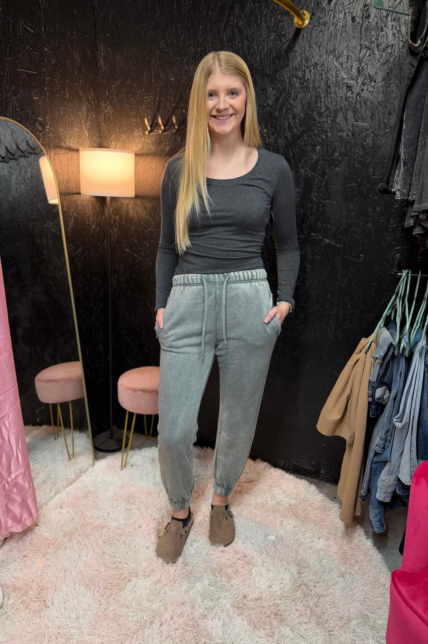 Zenana Acid Wash Fleece Joggers