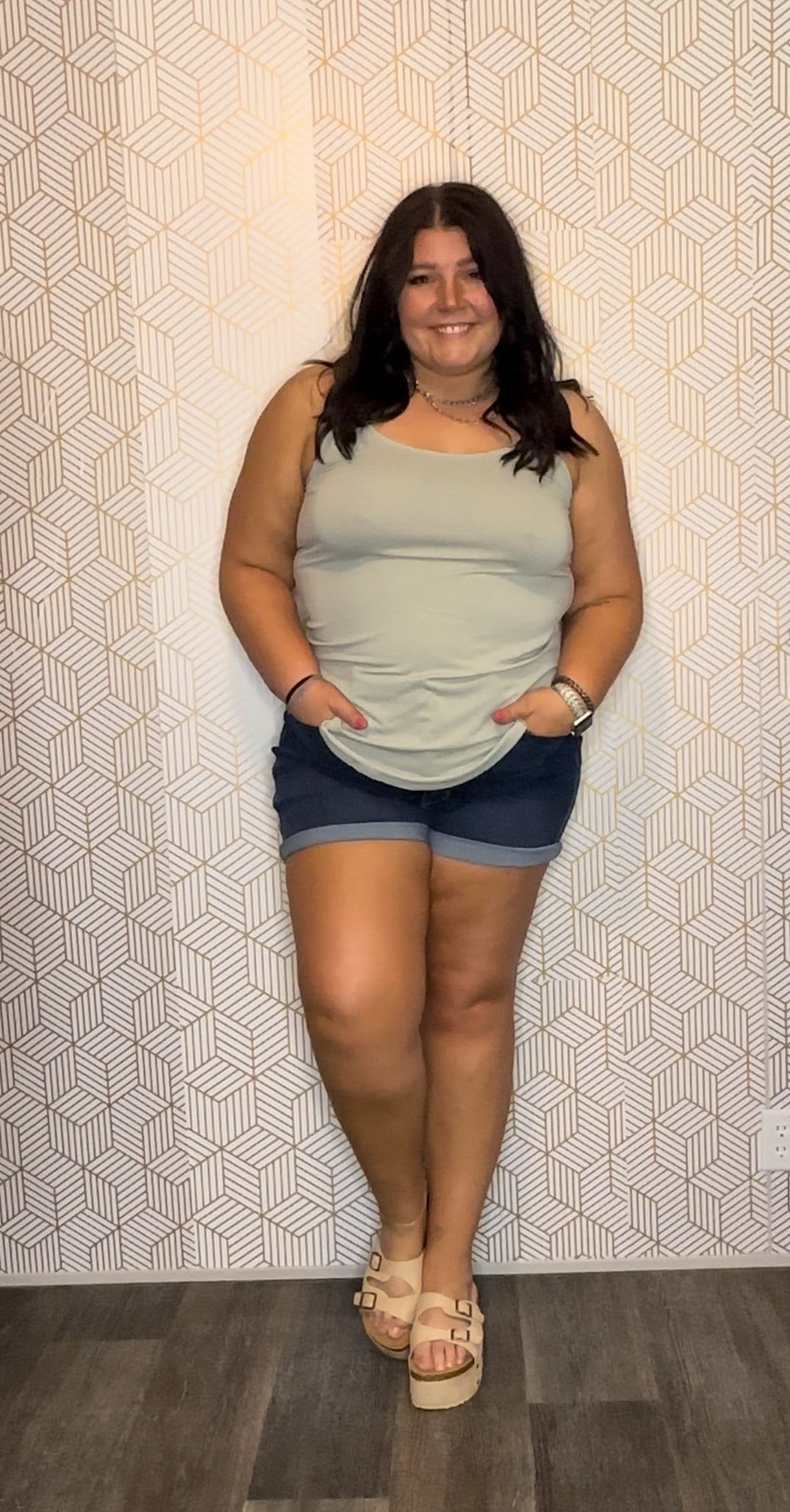 Light Sage Scoop Neck Tank Top