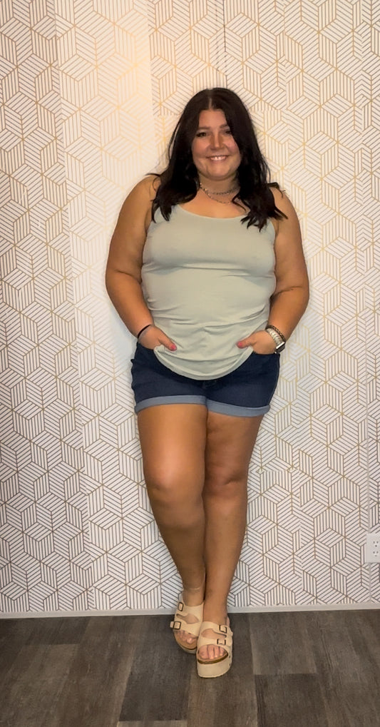 Light Sage Scoop Neck Tank Top