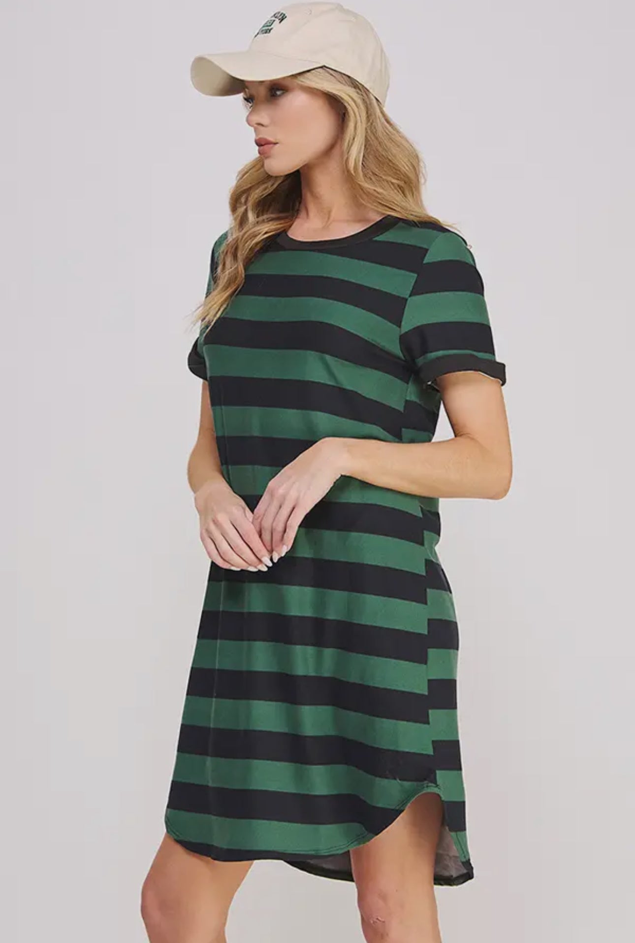Jade by Jane Hunter Green Striped T-Shirt Dress