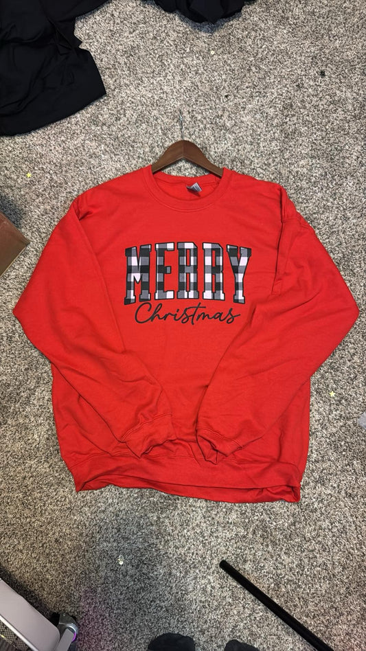 Merry Christmas Buffalo Plaid Crewneck