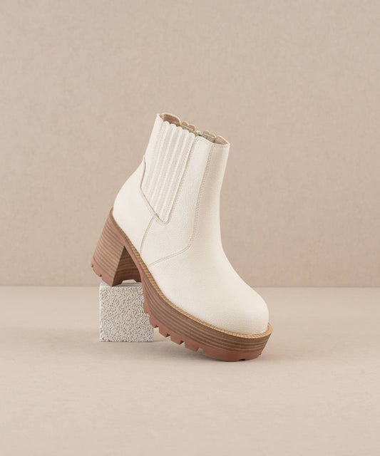 The Aubrey Off White | Platform Paneled Boots