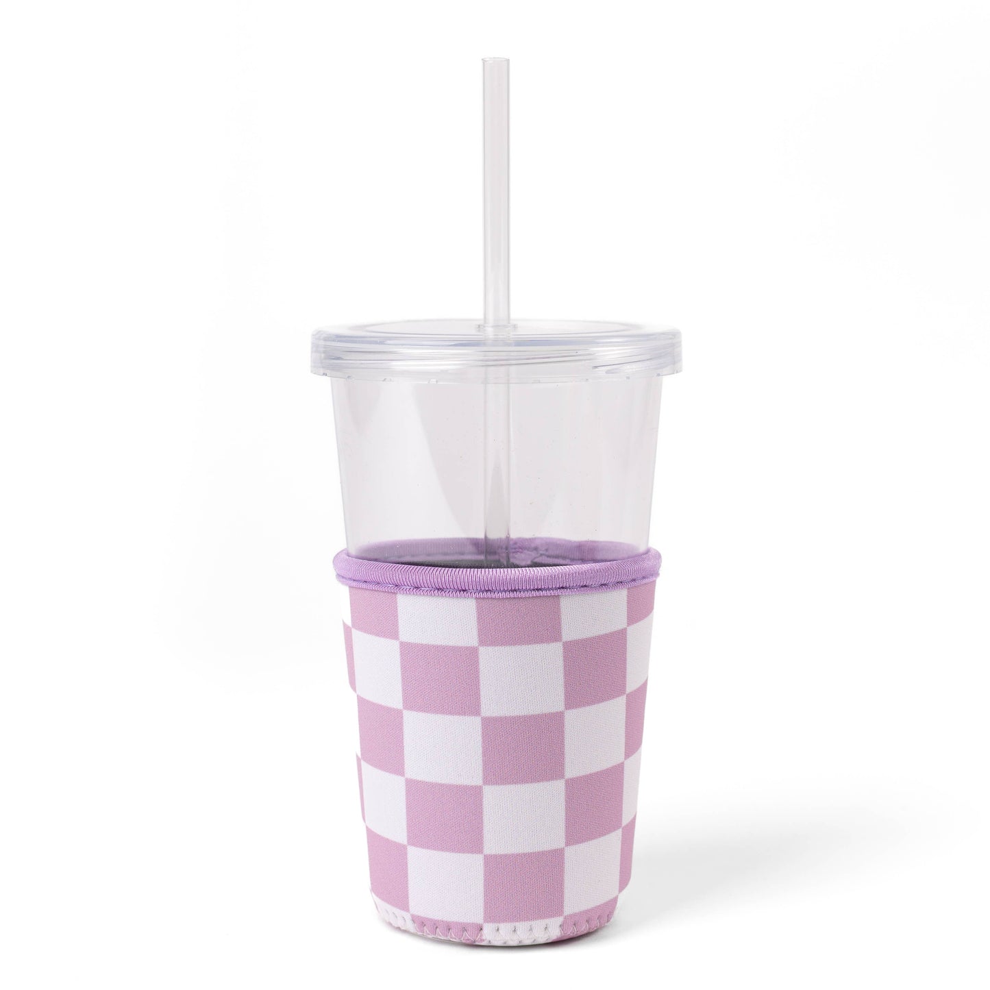Purple Checker Drink Sleeve, Iced Coffee Koozie