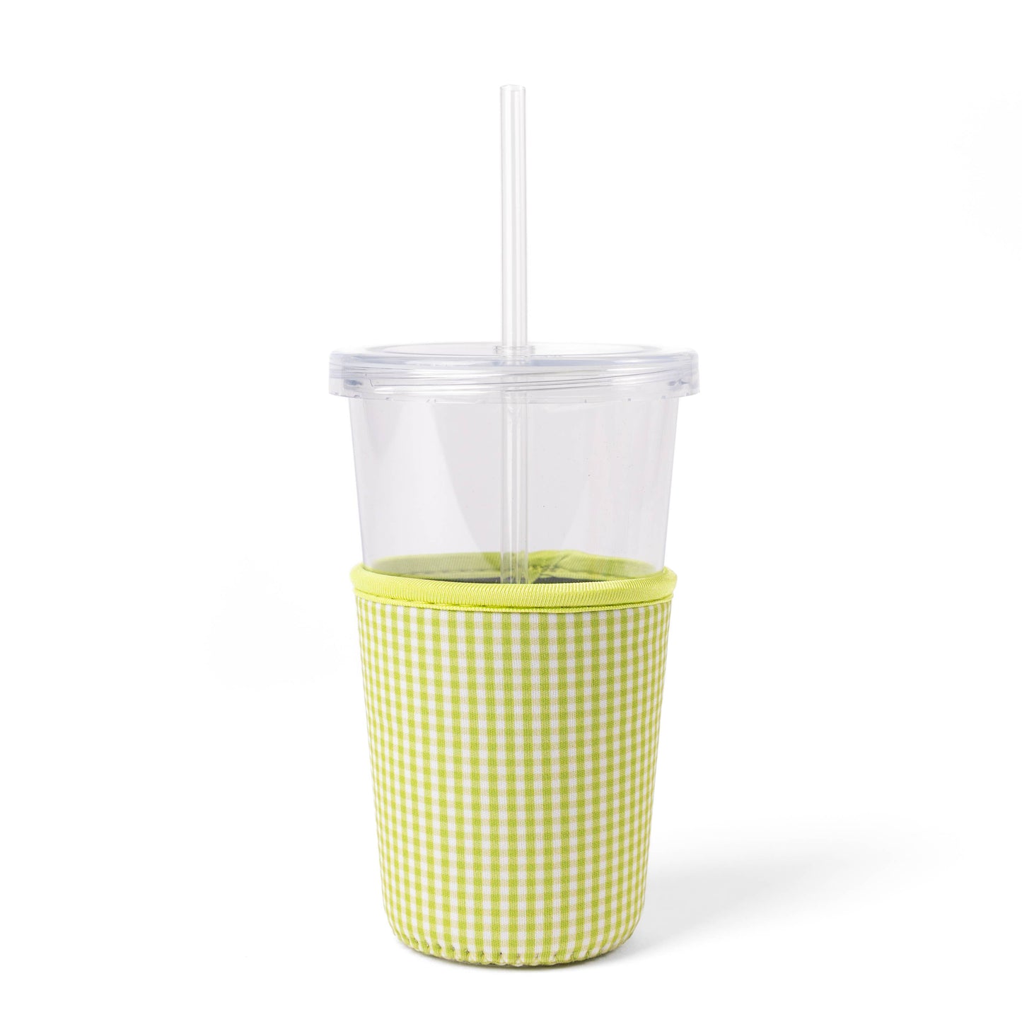 Green Gingham Drink Sleeve | Iced Coffee Koozie