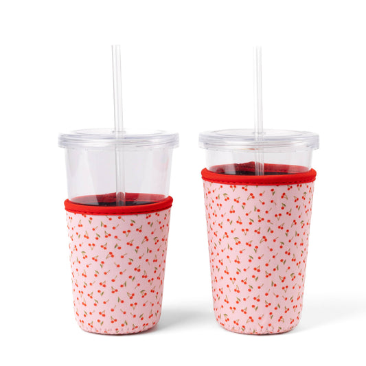 Painted Cherries Drink Sleeve, Coffee Koozie | Valentine's