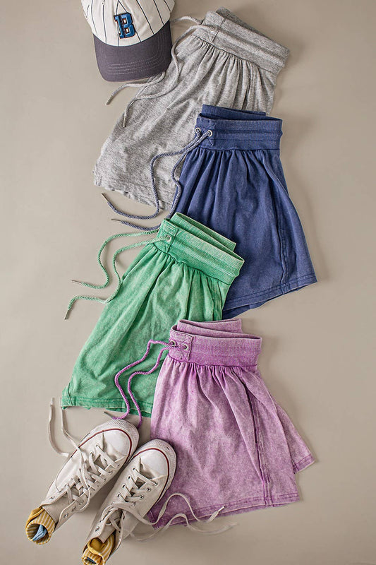 NP70771-Mineral Washed Comfy Baggy Shorts