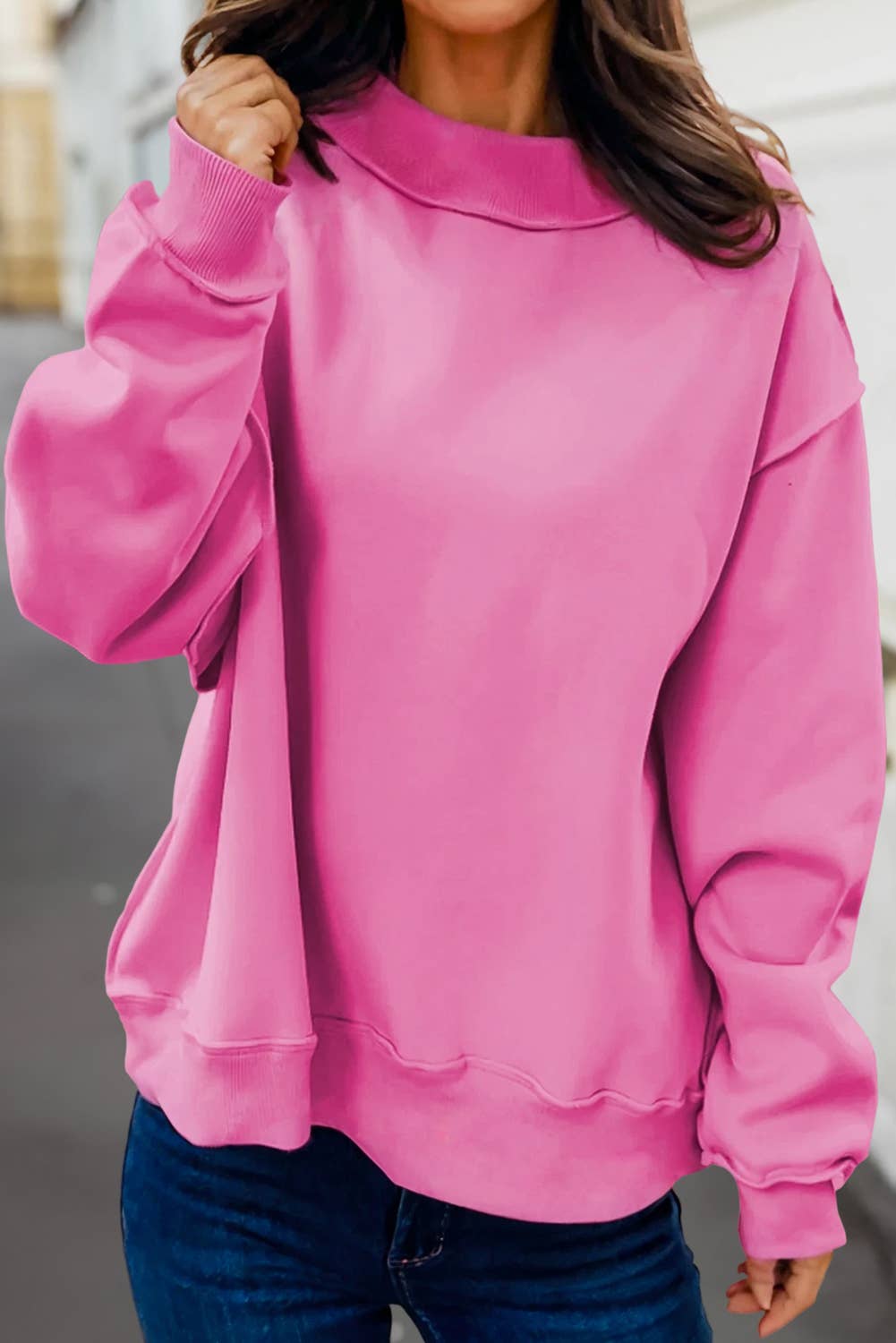 Reversible Oversized Mock Neck Sweatshirt | S-4X