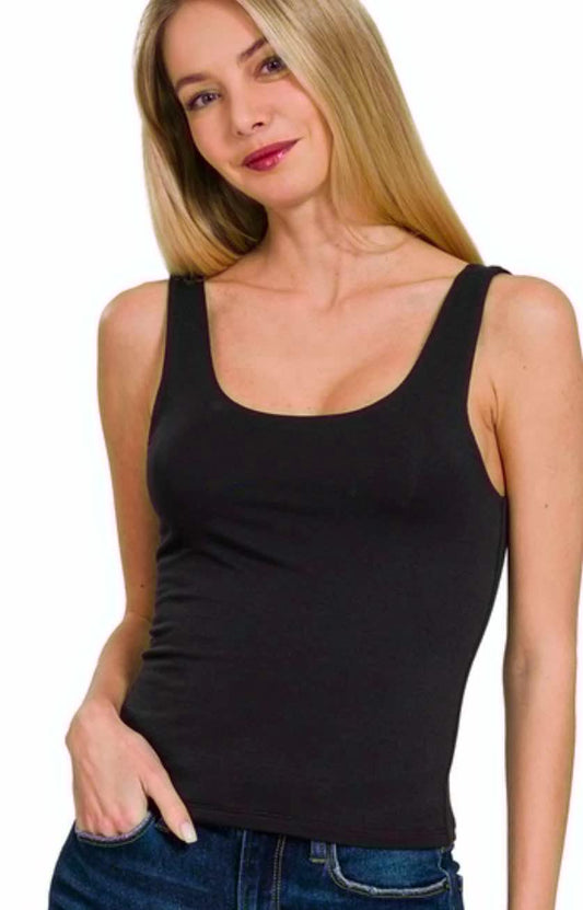 Cropped Round Neck Tank Top