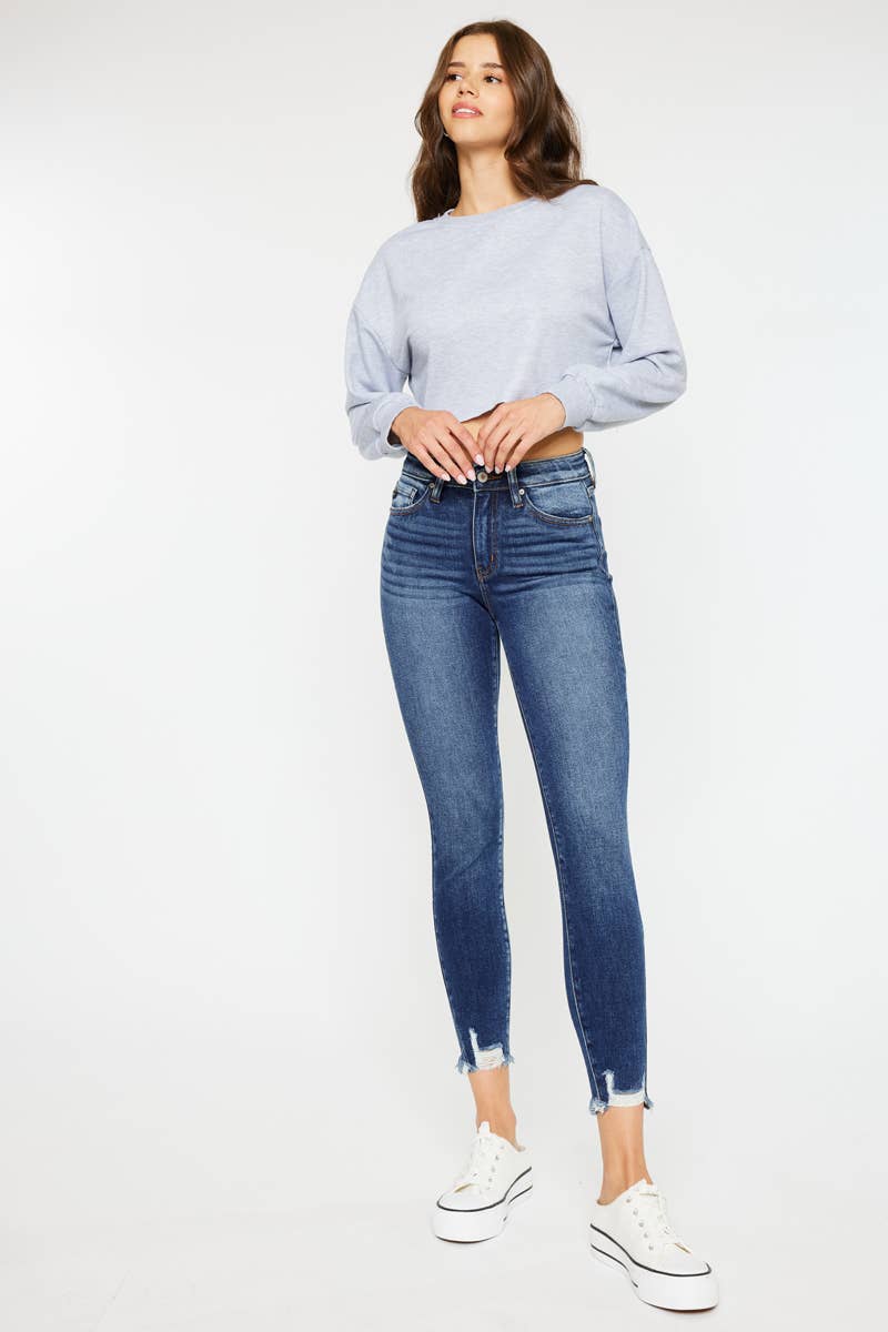 HIGH RISE RAW HEM ANKLE SKINNY-KC9216D